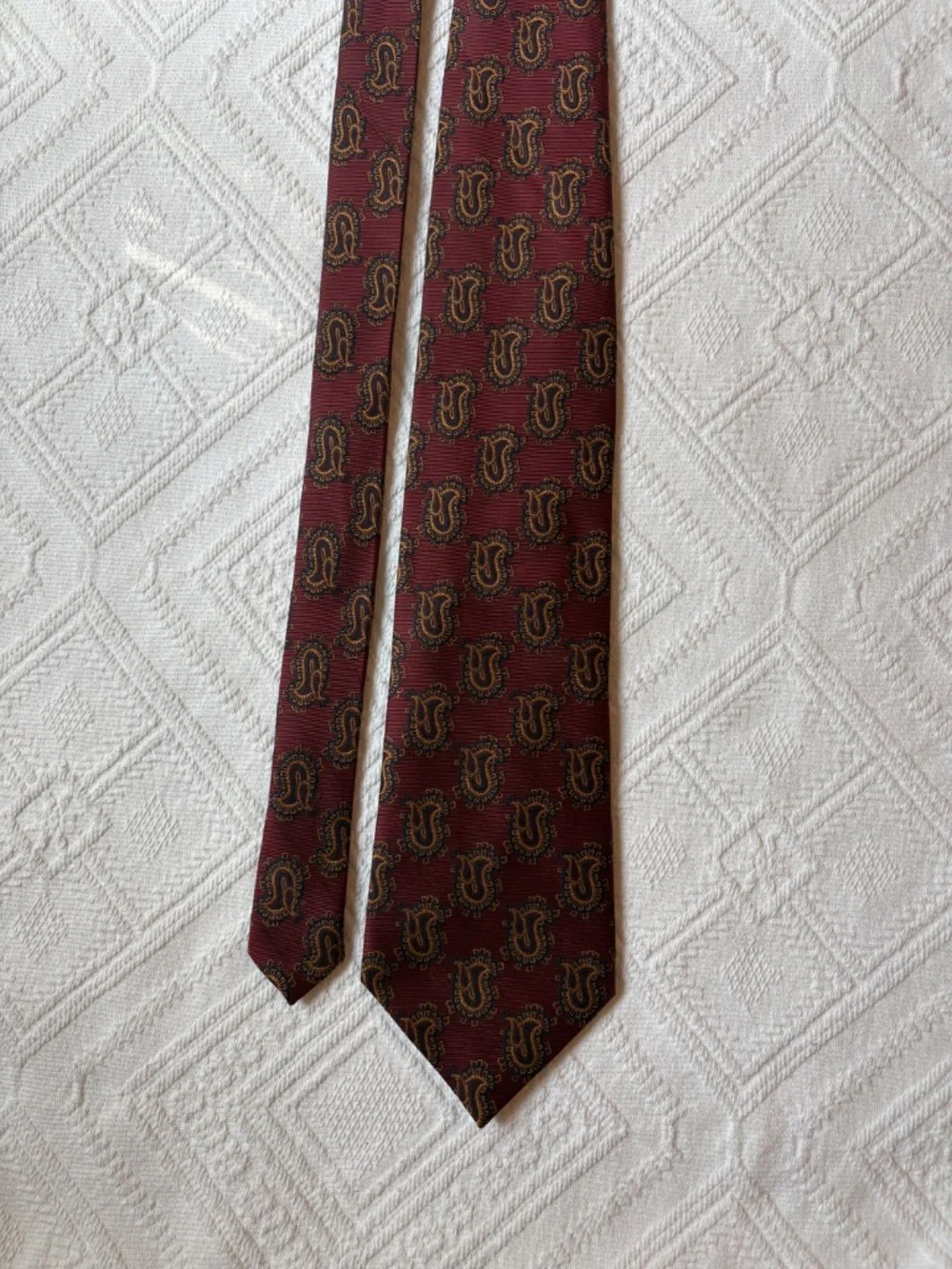 Vintage Tango 100% Silk Maroon Paisley Necktie - 4